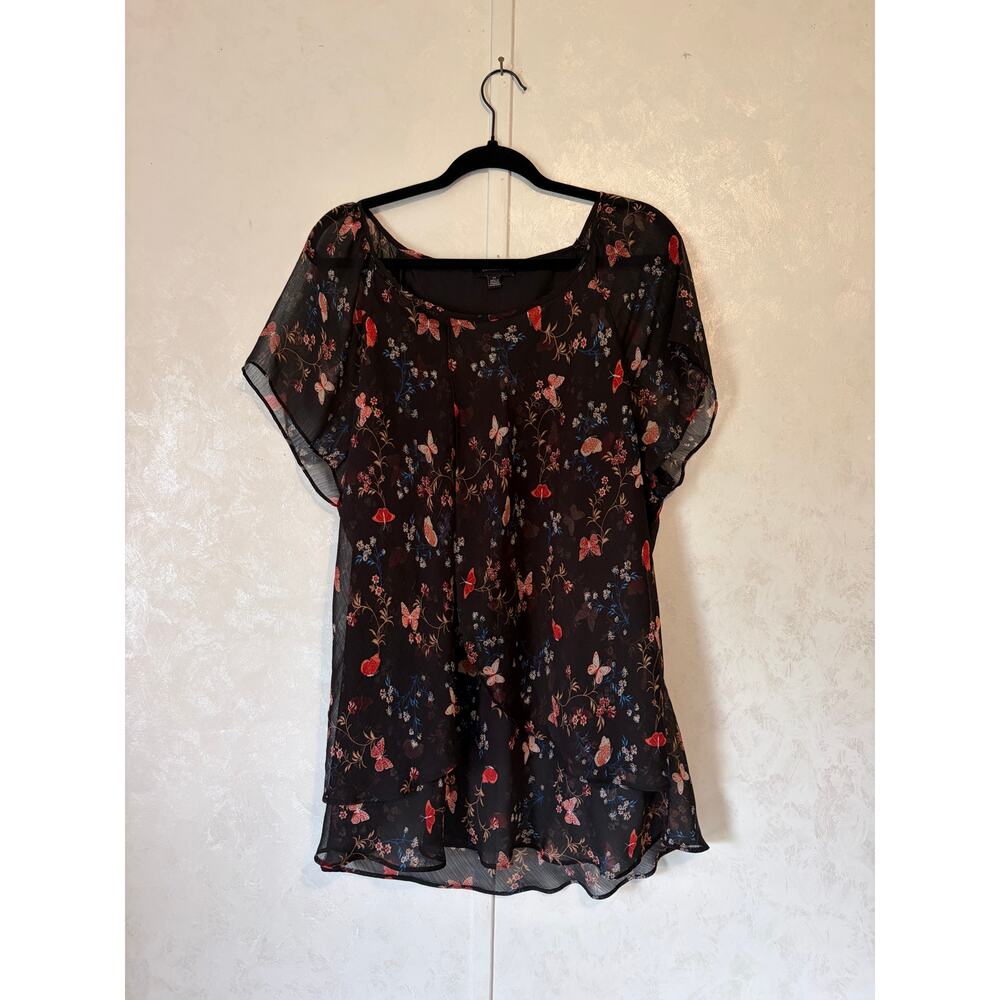 Tamara H. Butterfly Draped Cottagecore Romantic Whimsigoth Short Sleeve Blouse